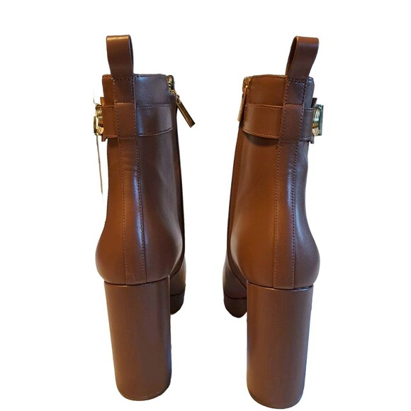 Michael Kors Women's Brown Leather Parker Platform Bootie Boots 4" Heel 10M New! - Picture 6 of 11